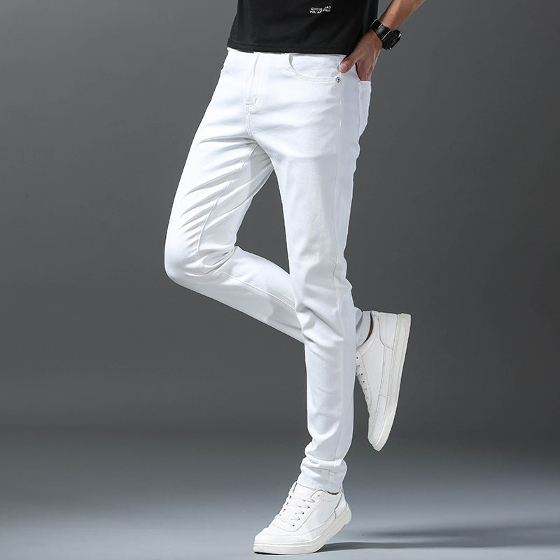 Men's [ Gift] Stretch Slim Fit Casual Jeans（50 - White | SAVINTARI