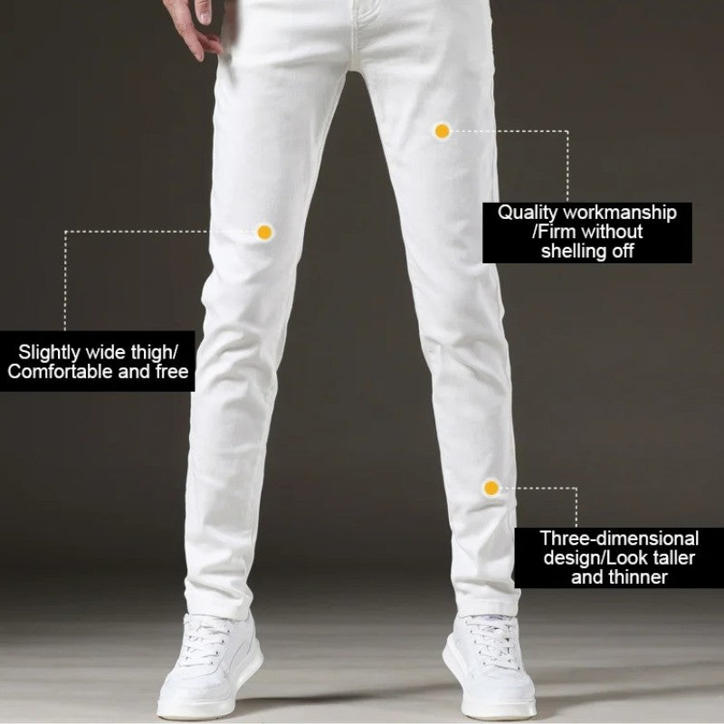 Men's [ Gift] Stretch Slim Fit Casual Jeans（50 - White | SAVINTARI