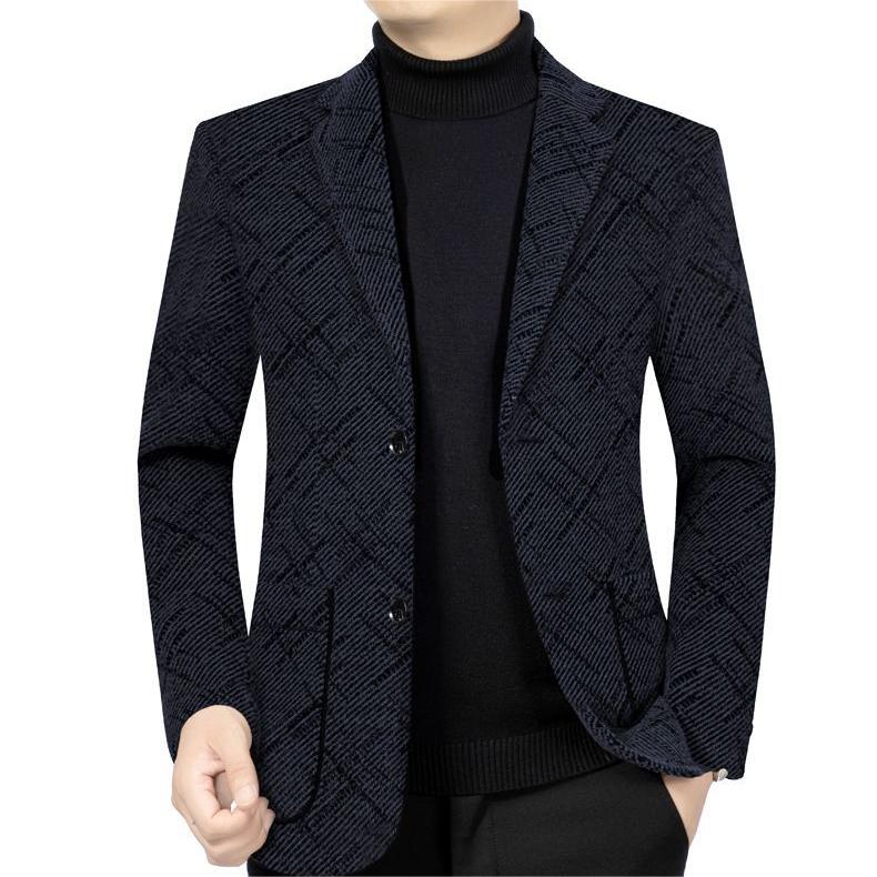 Men's Classic-Fit Single-Breasted Casual Blazer（50 - Black | SAVINTARI