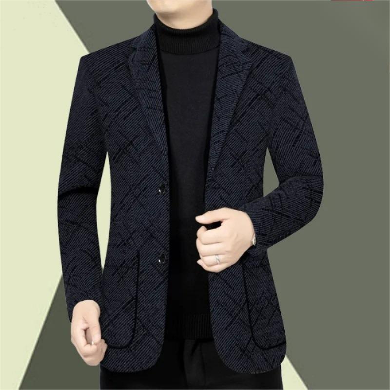 Men's Classic-Fit Single-Breasted Casual Blazer（50 - Black | SAVINTARI