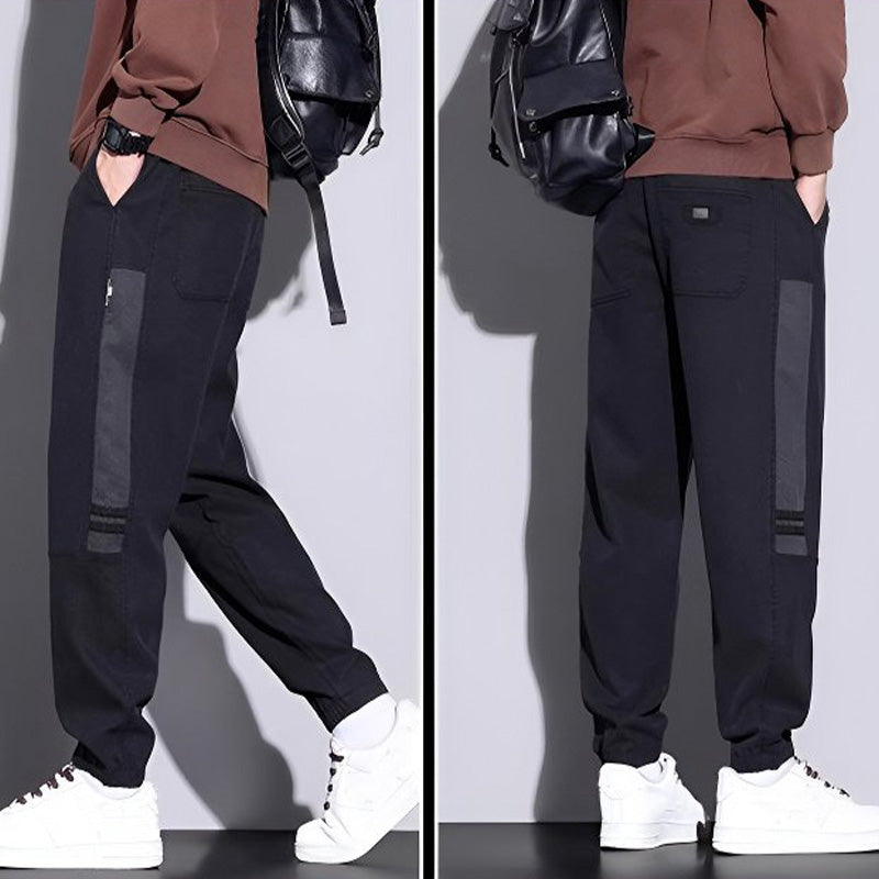 Men's Ideal gift - versatile and comfortable loose-fitting drawstring cargo - Black | SAVINTARI