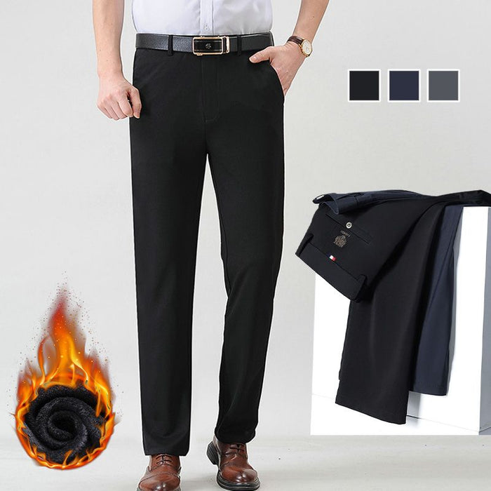 Men's Fashionable Stretch Plush-lined Suit Pants - Black | Tailored Formal Set | SAVINTARI