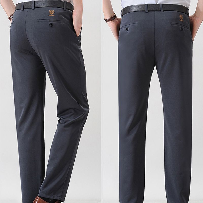 Men's Fashionable Stretch Plush-lined Suit Pants - Black | SAVINTARI