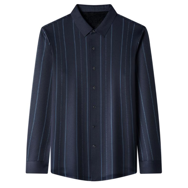 Men's Winter Padded Stretch Wrinkle-Free Shirt（50 - Black | SAVINTARI