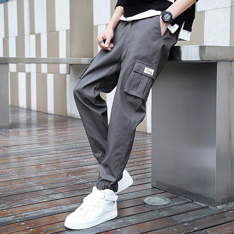 Men's Solid Color Casual Jogger Pants（50 - Khaki | SAVINTARI