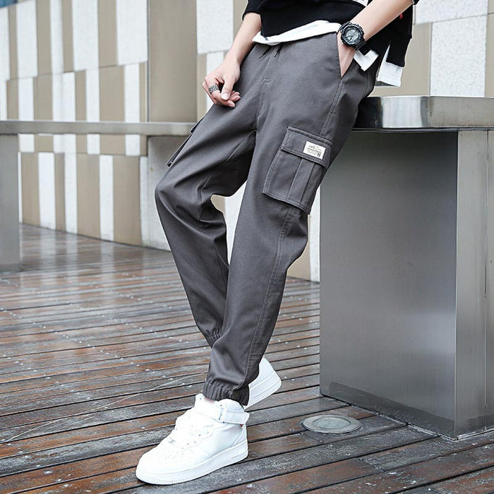 Men's Solid Color Casual Jogger Pants - Khaki | Smart Casual Trousers | SAVINTARI