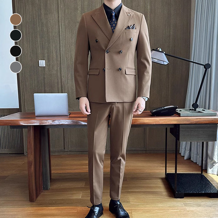 Men's Slim Fit Formal Suit - Coffee | Tailored Formal Set | SAVINTARI