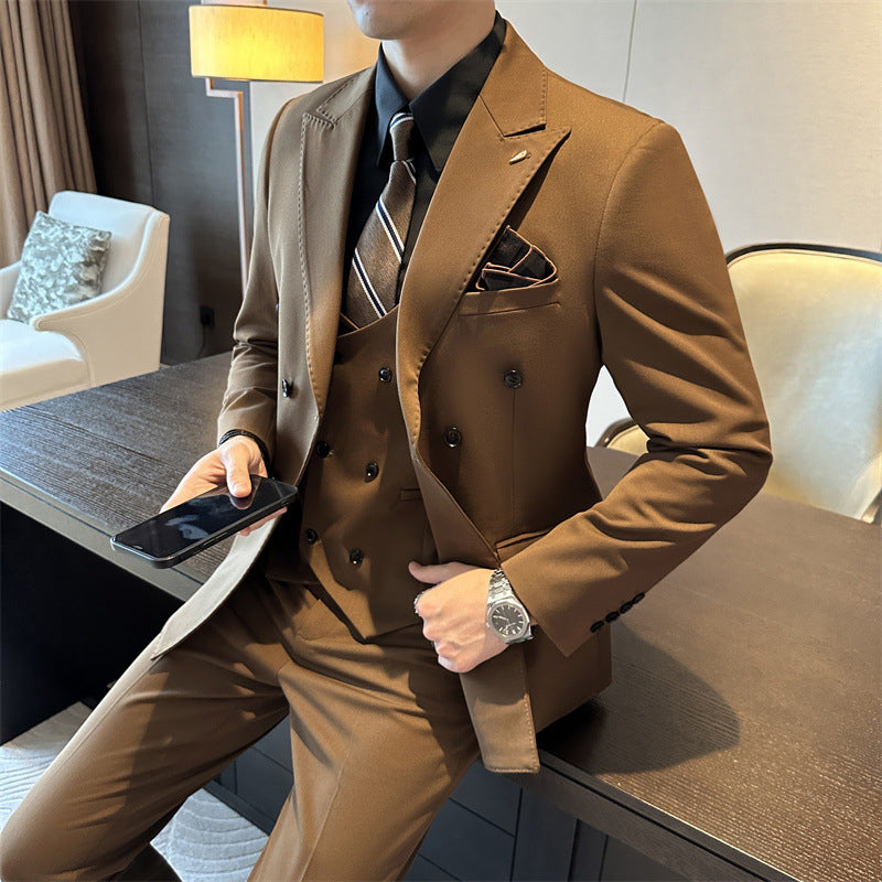 Men's Slim Fit Formal Suit - Coffee | SAVINTARI