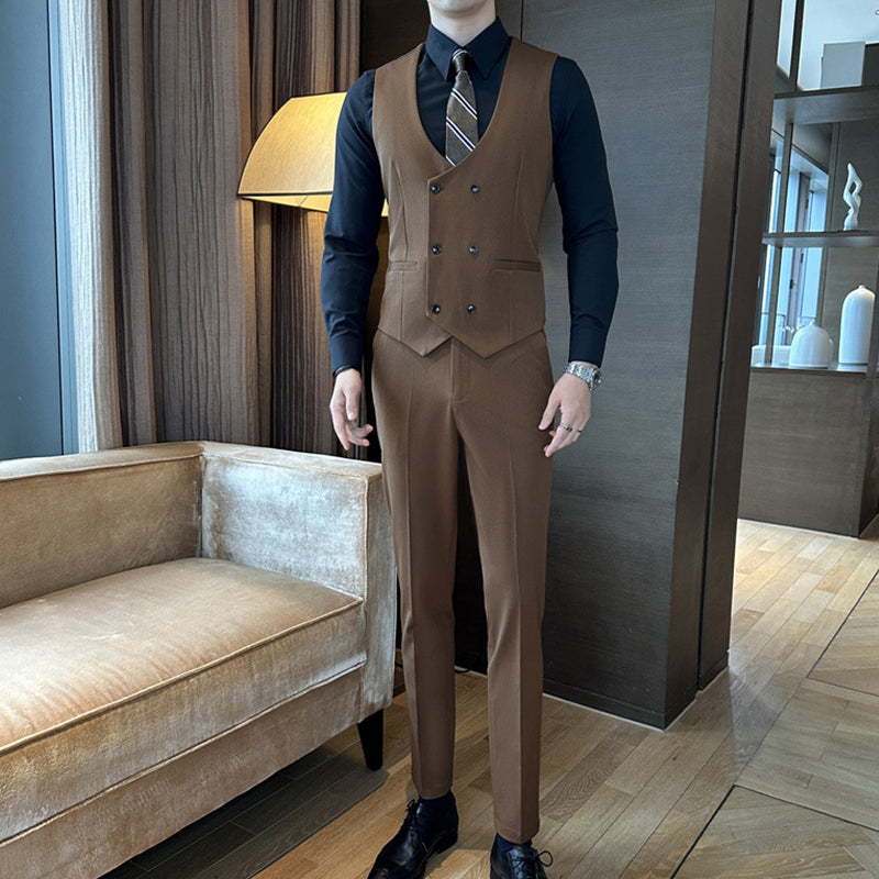 Men's Slim Fit Formal Suit - Coffee | SAVINTARI