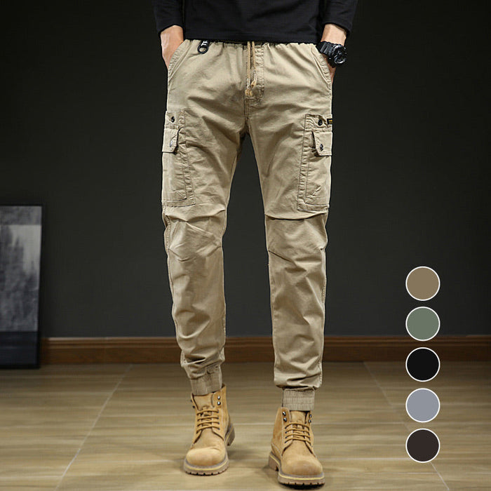 Men's Fashion Casual Multi-Pocket Tapered Sweatpants - Black | Men's Seasonal Edit | SAVINTARI