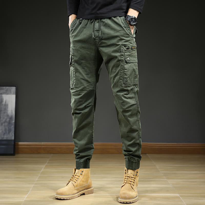 Men's Fashion Casual Multi-Pocket Tapered Sweatpants（50 - Black | SAVINTARI