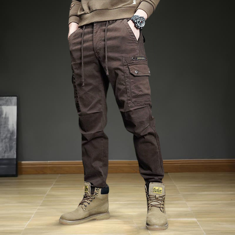 Men's Fashion Casual Multi-Pocket Tapered Sweatpants（50 - Black | SAVINTARI