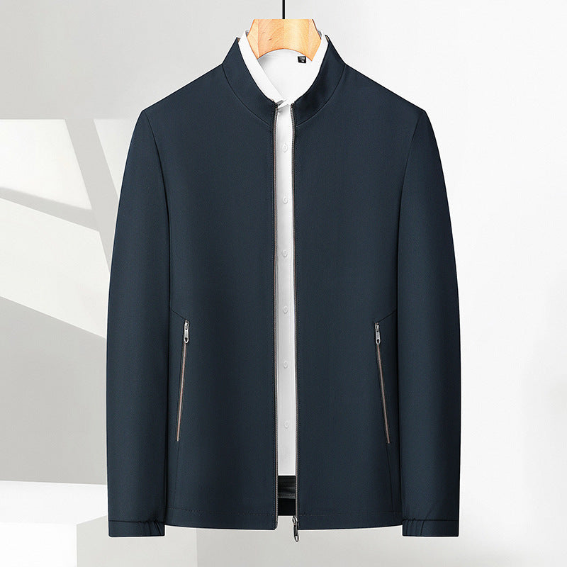 Men's Standing Collar Zipper Casual Jacket（50 - Black | SAVINTARI
