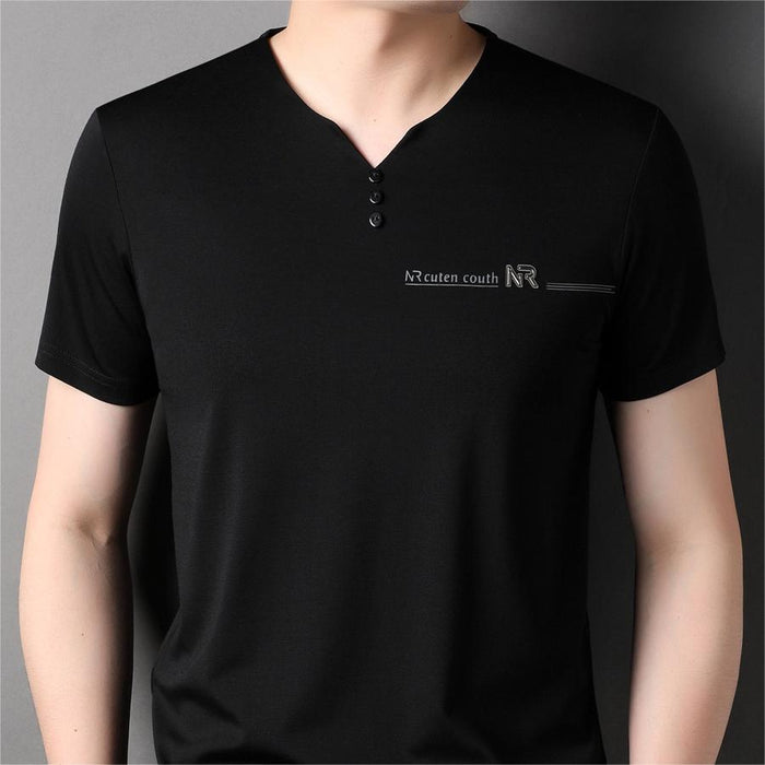 Men's Stylish Soft Breathable Short Sleeve Top - Black | Men's Seasonal Edit | SAVINTARI