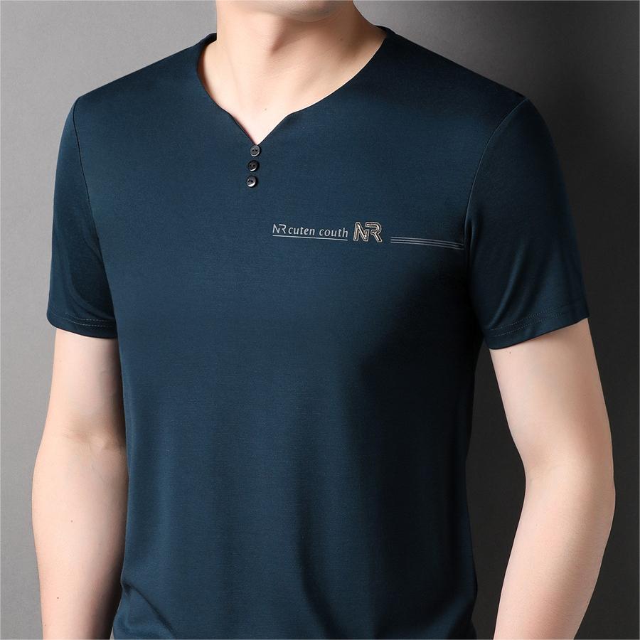 Men's Stylish Soft Breathable Short Sleeve Top - Black | SAVINTARI