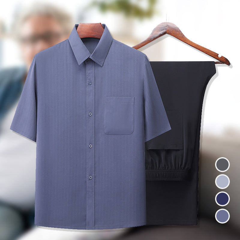 Men's Summer Cooling Cozy Suit for Middle-Aged Man - Dark Gray | SAVINTARI