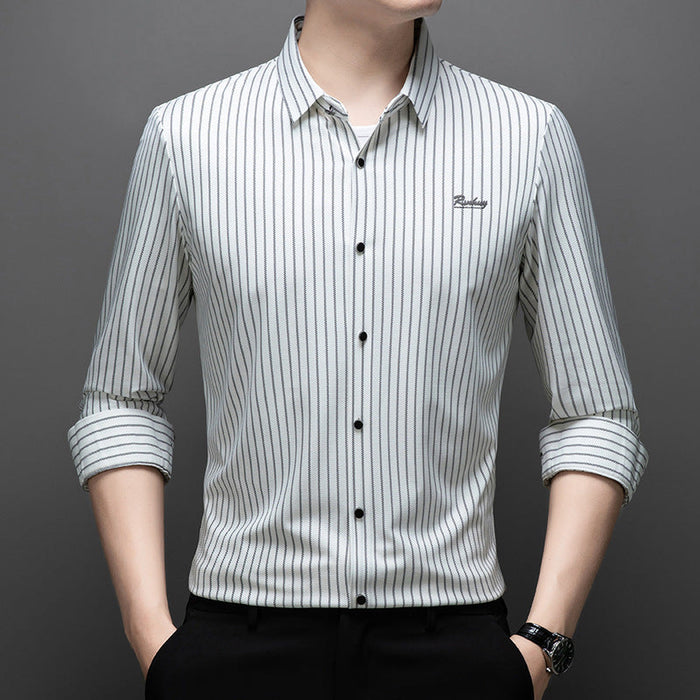 Men's Classic Striped Shirt - White | Seasonal Shirt | SAVINTARI