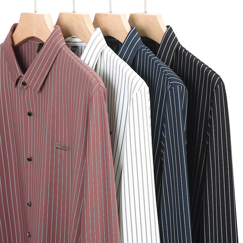Men's Classic Striped Shirt - White | SAVINTARI