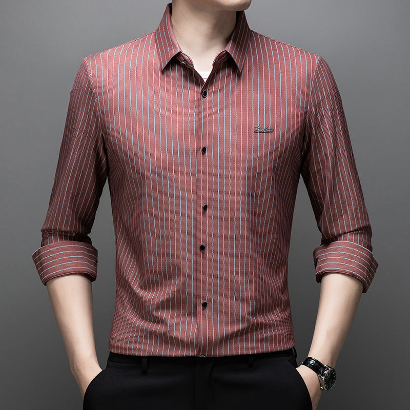 Men's Classic Striped Shirt - White | SAVINTARI