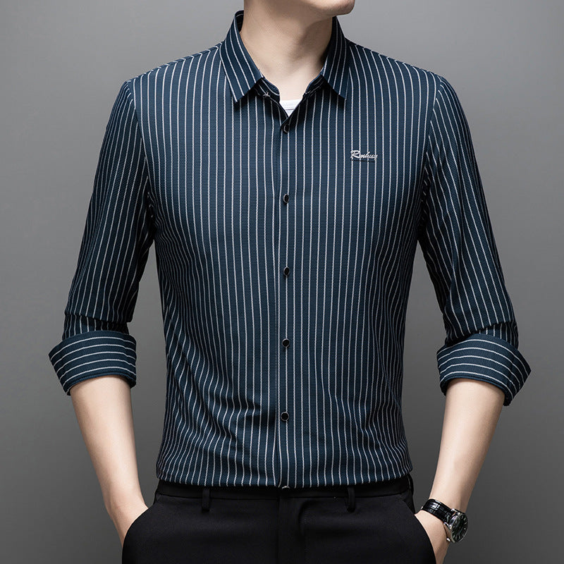 Men's Classic Striped Shirt - White | SAVINTARI