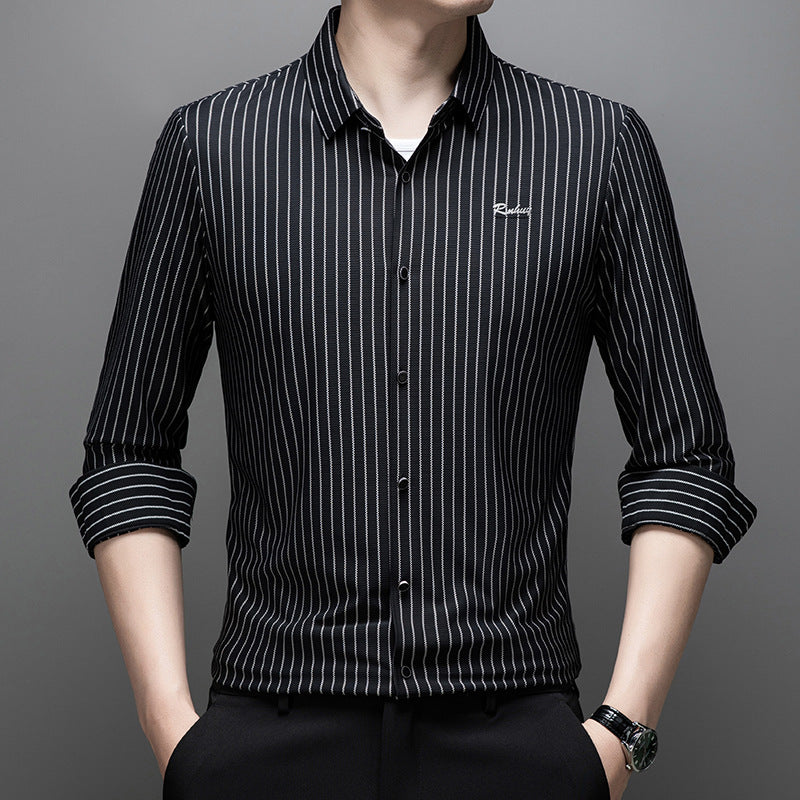 Men's Classic Striped Shirt - White | SAVINTARI