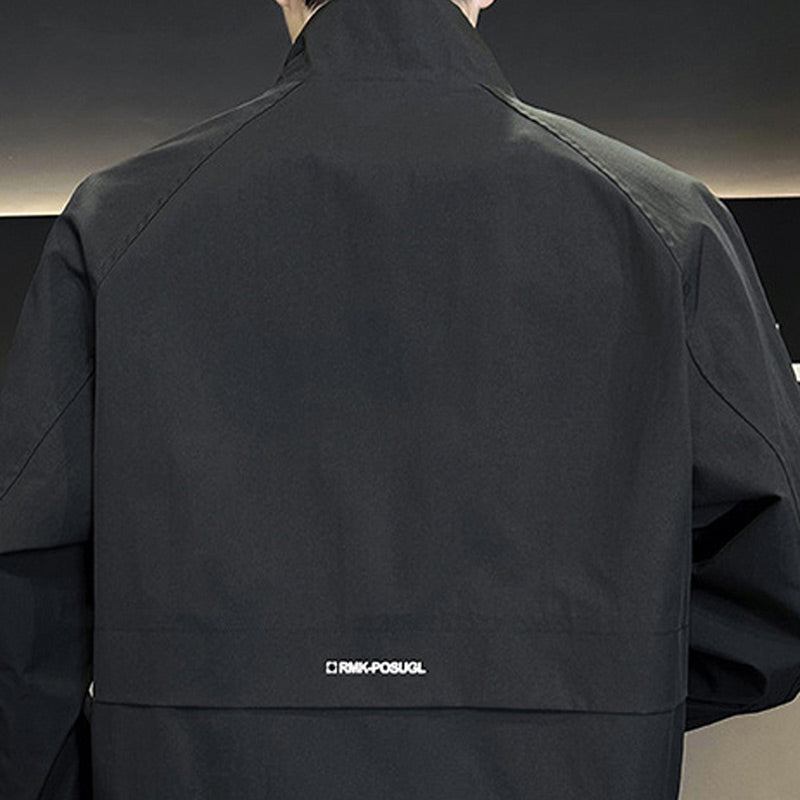 Men's Stylish Full Zip Jacket with Pockets - Black | SAVINTARI