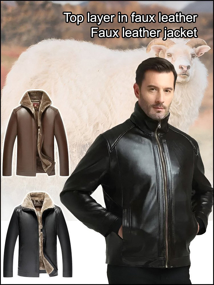 Men's Men‘s Quilted Faux Leather Jacket - Black | SAVINTARI