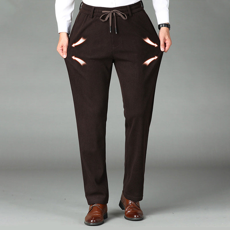 Men's Nice Gift! Thickened Elastic Waist Corduroy Pants - Black | SAVINTARI