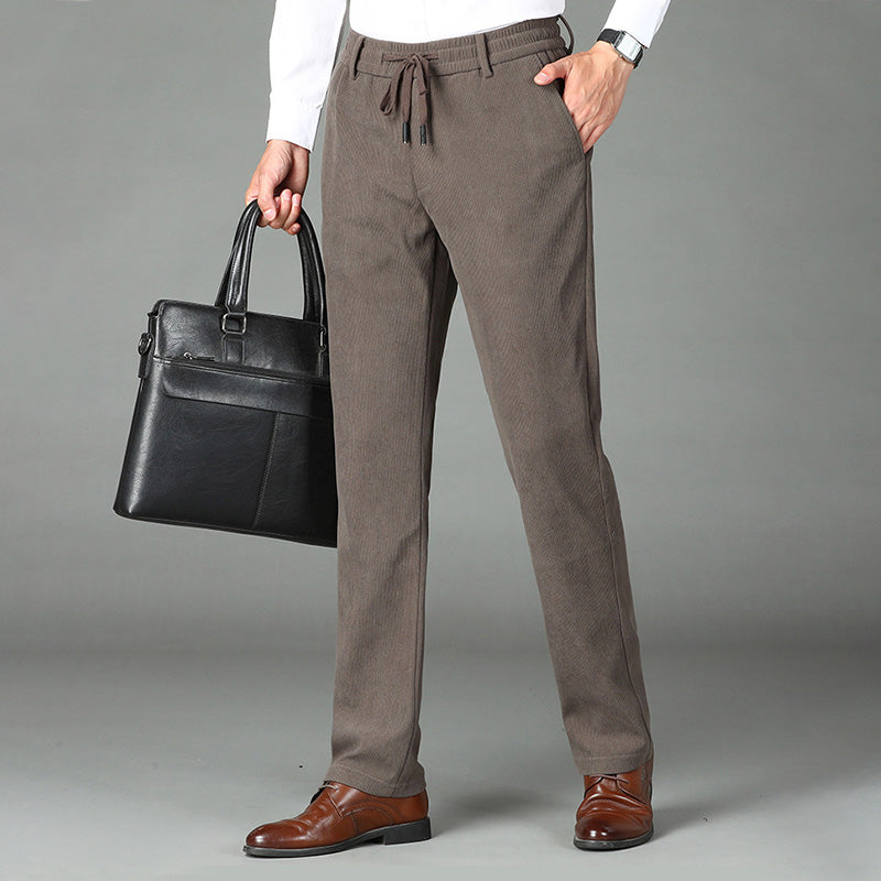Men's Nice Gift! Thickened Elastic Waist Corduroy Pants - Black | SAVINTARI
