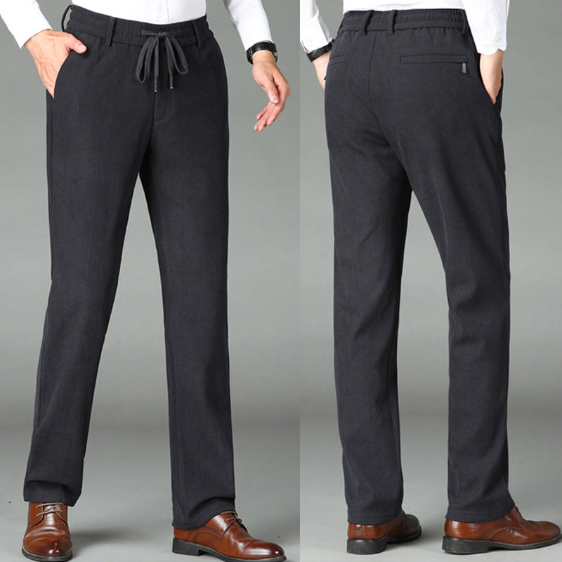 Men's Nice Gift! Thickened Elastic Waist Corduroy Pants - Black | SAVINTARI