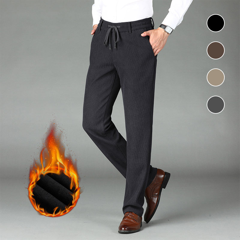 Men's Nice Gift! Thickened Elastic Waist Corduroy Pants - Black | SAVINTARI