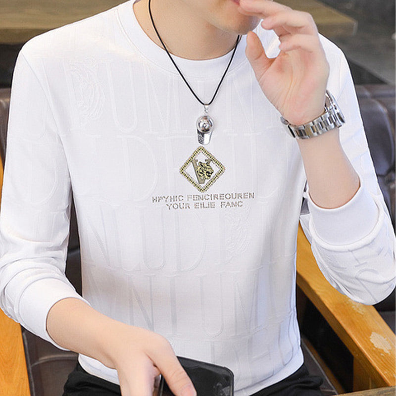 Men's Casual Crewneck Sweatshirt - Soft & Highly Stretchy - White | SAVINTARI