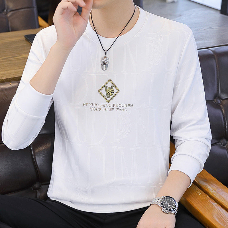 Men's Casual Crewneck Sweatshirt - Soft & Highly Stretchy - White | SAVINTARI