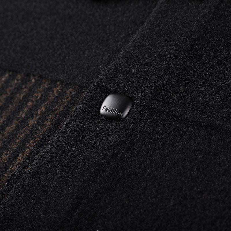 Men's Casual Button Tweed Jacket with Lapel Collar - Black Caramel | SAVINTARI