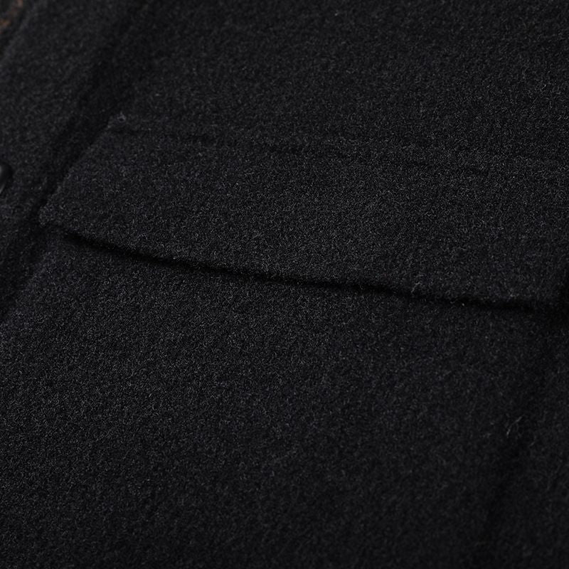 Men's Casual Button Tweed Jacket with Lapel Collar - Black Caramel | SAVINTARI