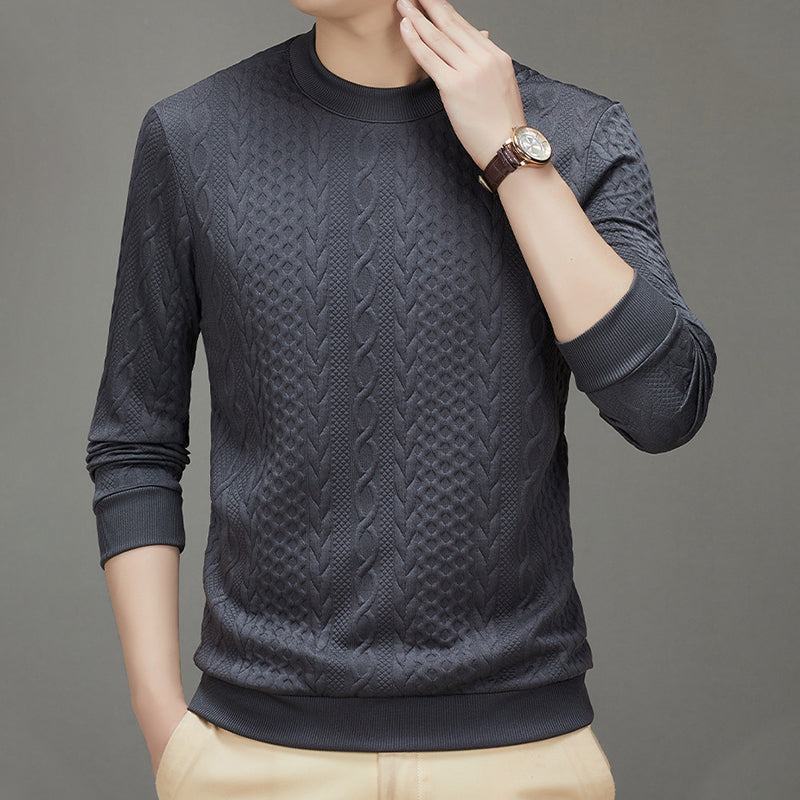 Men's Cable Knit Pullover Sweater（50 - Black | SAVINTARI