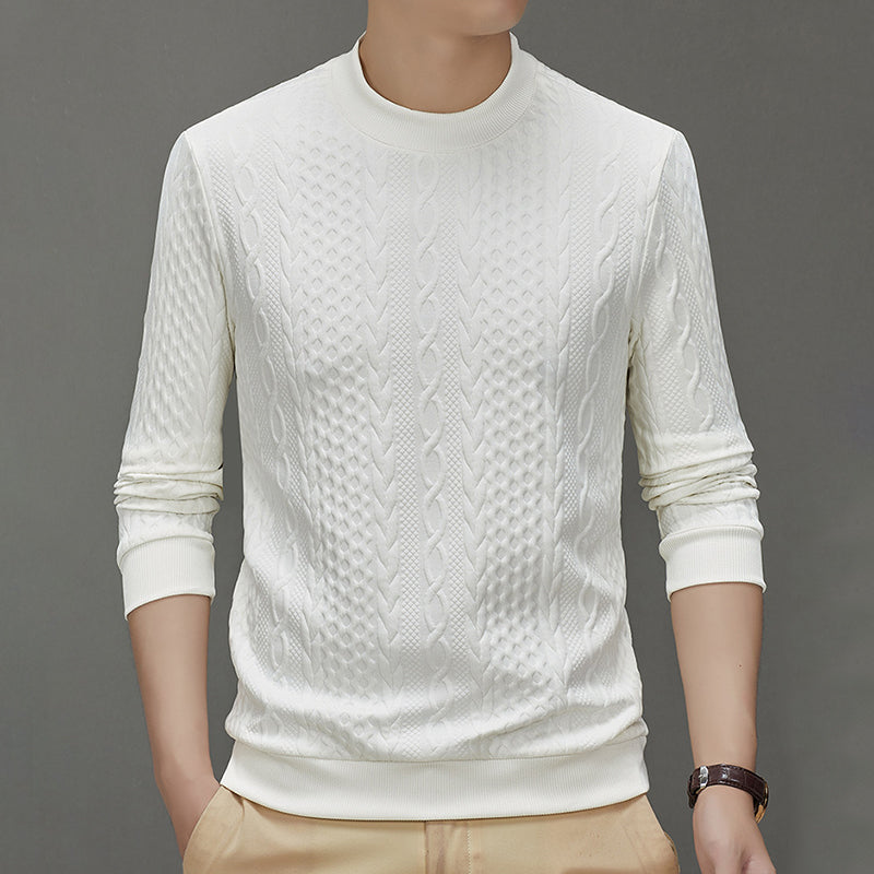 Men's Cable Knit Pullover Sweater（50 - Black | SAVINTARI