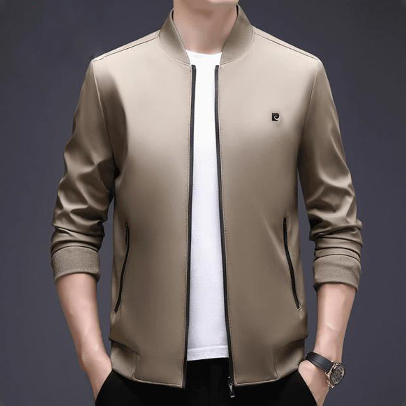 Men's Slim Fit Bomber Jacket - Casual & Business - Khaki | SAVINTARI