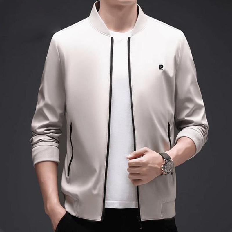 Men's Slim Fit Bomber Jacket - Casual & Business - Khaki | SAVINTARI