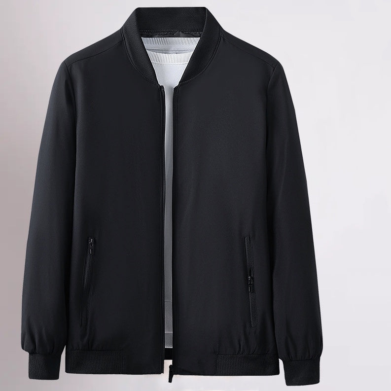Men's Casual Lightweight Full-Zip Jacket with Pockets - Navy | SAVINTARI