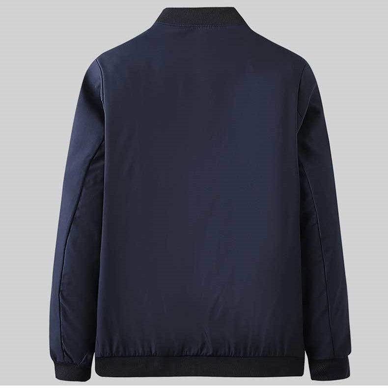 Men's Casual Lightweight Full-Zip Jacket with Pockets - Navy | SAVINTARI