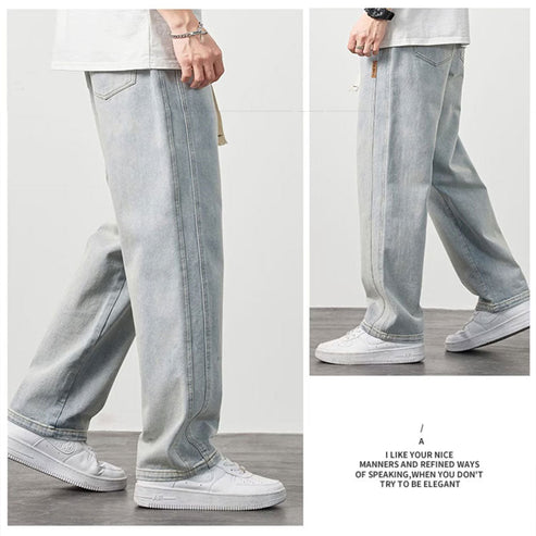 Men's ⏳HOT SALE Loose Straight Jeans - Retro Blue | SAVINTARI