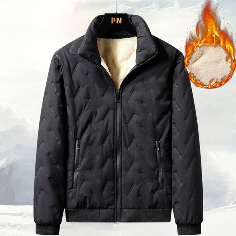 Men's ️Winter-Specials ️ Quilted Winter Jacket with Fleece Lining - Black | SAVINTARI