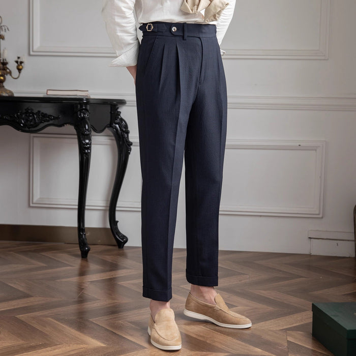 Men's Fashion Slim Fit Pants - Navy | Smart Casual Trousers | SAVINTARI