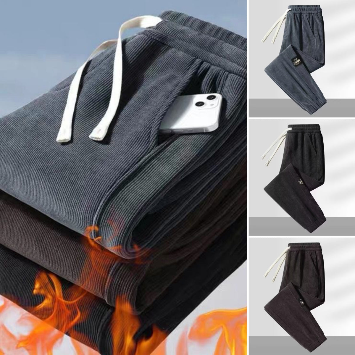 Men's Corduroy Casual Pants - Black | SAVINTARI