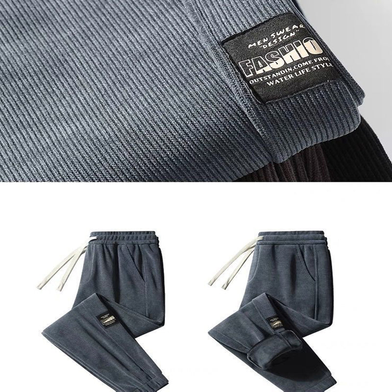 Men's Corduroy Casual Pants - Black | SAVINTARI