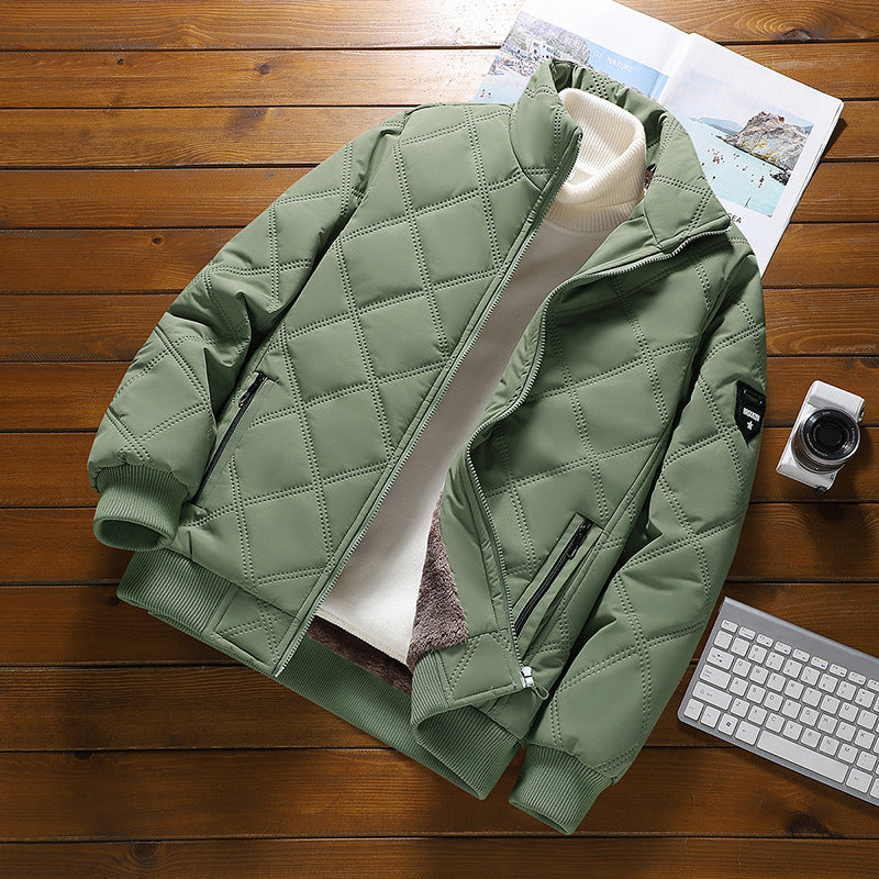Men's Quilted Jacket with Plush Lining - Black | SAVINTARI