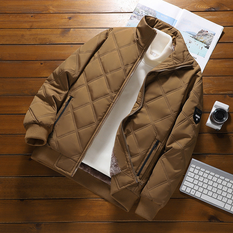 Men's Quilted Jacket with Plush Lining - Black | SAVINTARI