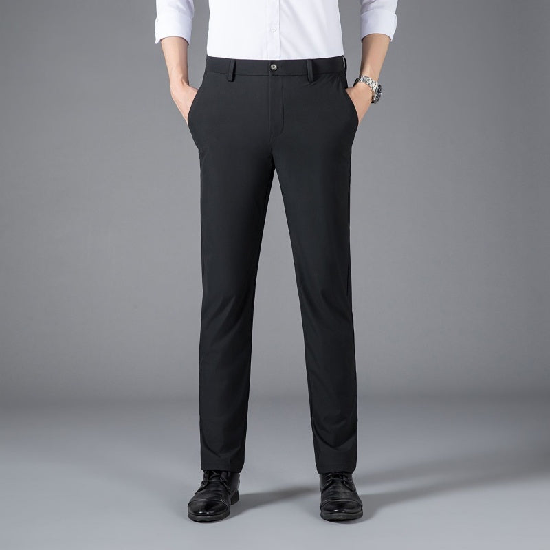 Men's Comfortable Wrinkle-Resistant Business Casual Pants - Black | SAVINTARI