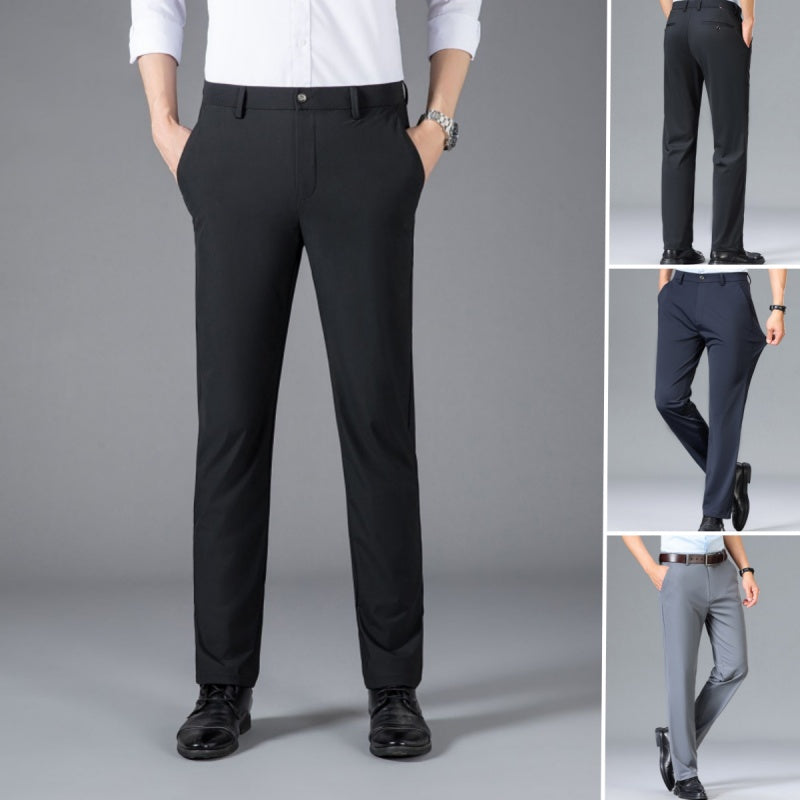Men's Comfortable Wrinkle-Resistant Business Casual Pants - Black | SAVINTARI